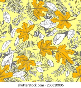 Doodle seamless pattern with leaves