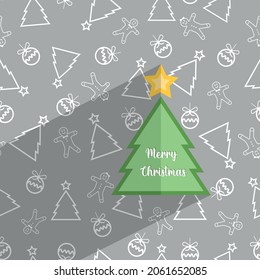 Doodle Seamless pattern on the background. Card, banner or pattern. Happy New Year Hand Drawn Card Doodle Style Stunning Vector Design. Colorful party elements, fireworks, hat and confetti doodles. 