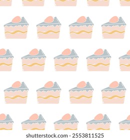 doodle seamless pattern with  pastel cakes. cupcake pattern background. cake pattern background.