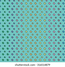 Doodle seamless pattern. Polka dots texture. Turquoise vector abstract.