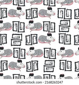 doodle seamless pattern possum. vector