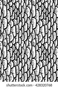 Doodle seamless pattern with scale on white background. Bard of tree