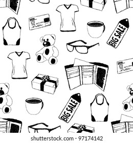 doodle seamless pattern with shopping theme