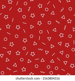 Doodle seamless pattern simple outlined elements on the red background