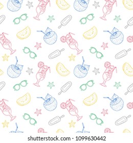 doodle seamless pattern summer vector