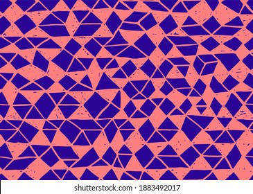 Doodle seamless pattern. Triangle geometric background. Scribble texture. Fashion textile fabric or print. Modern grunge line design. grunge vector pattern.