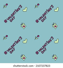 Patrón sin fisuras para el día de San Valentín. Dibujo vectorial colorido para la festividad del 14 de febrero. Juego de sorteo manual para romance, boda, cita, invitación, tarjeta de saludo, amor. Iconos para banners