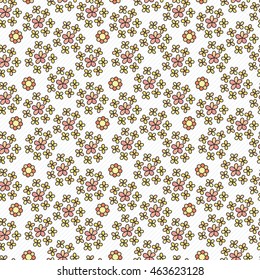 Doodle seamless pattern with various doodle flowers, leaves and branches. Simple floral ornament.