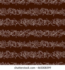 Doodle seamless pattern with various doodle flowers, leaves and branches. Simple floral ornament.