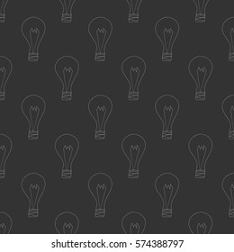 Doodle seamless pattern with vintage light bulbs