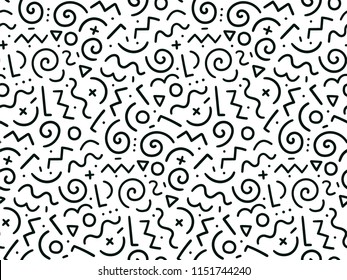 Doodle seamless pattern for your design project, wallpaper, textile fabric or wrapping paper. Abstract curls and swirls image. Perfect for coloring book pages illustration.