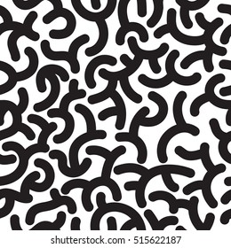 Dibujo sin fisuras en blanco y negro. Ornamento de línea de negrita de garabatos único. Fondo lineal moderno para tejidos, papel pintado, sitio web, papel de envolver