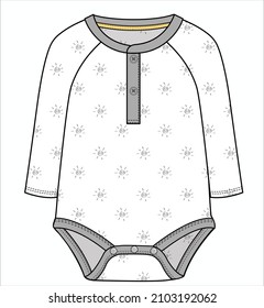 DOODLE  SEAMLESS PRINT BODYSUIT WITH HENLEY PLACKET DETAIL FOR BABY BOYS AND TODDLER BOYS IN EDITABLE VECTOR FILE