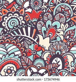 Doodle seamless print. Floral background. EPS 10 vector illustration.