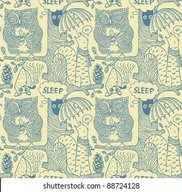 doodle seamless red pattern with gifts