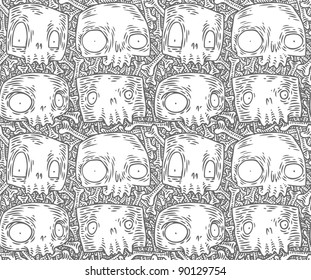 doodle seamless skull pattern