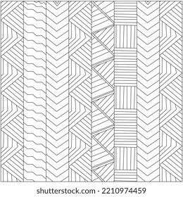 Doodle seamless stripes pattern, vector illustration geometric lines.black and white geometrical background. 