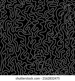 Doodle seamless texture, hand drawn on a black square background. Used for printing on paper, fabric, packaging, wallpaper. Eps10.