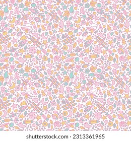 Doodle seamless vector pattern. Colorful background