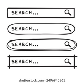 Doodle search bar hand drawn icon. Searching bars. Vector illustration