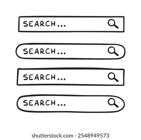 Doodle search bar hand drawn icon. Searching bars. Vector illustration