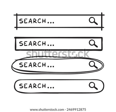 Doodle search bar hand drawn icon. Searching bars. Vector illustration