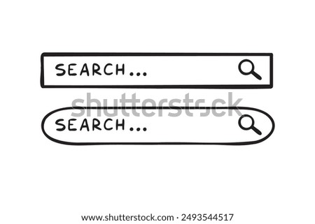 Doodle search bar hand drawn icon. Searching bars. Vector illustration