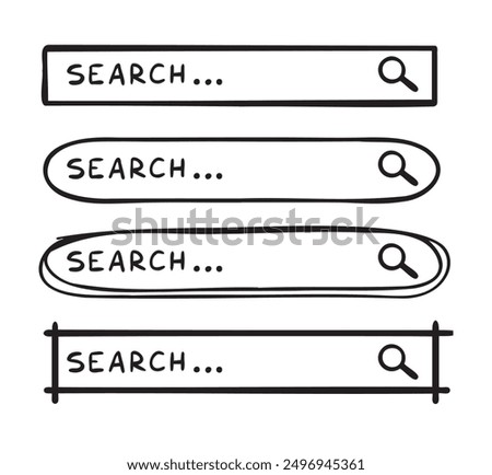 Doodle search bar hand drawn icon. Searching bars. Vector illustration