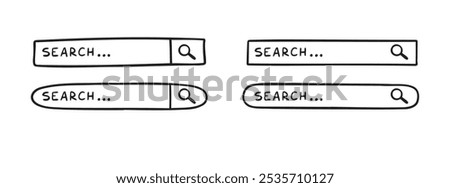 Doodle search bar hand drawn icon. Searching bars. Vector illustration