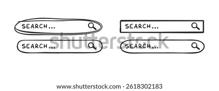 Doodle search bar hand drawn icon. Searching bars. Vector illustration