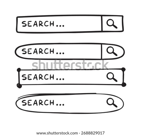 Doodle search bar hand drawn icon. Searching bars. Vector illustration