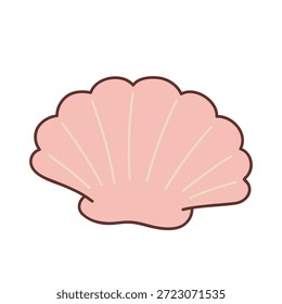 Doodle vetor de ilustração de concha. Concha. Shell de vieira. Planilhas de verão para atividades infantis imprimíveis. Vetor de arte de clip de concha de desenho animado isolado no fundo branco.