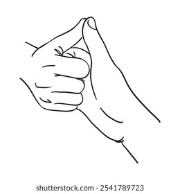 A doodle of a secret hand finger shake in line art is a minimalist yet intricate design that captures the essence of connection and trust between individuals, drawn entirely in black and white.