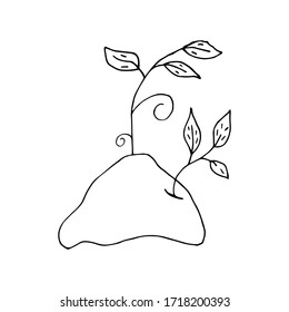 Doodle seedling. hand drawn of a seedling isolated on a white background. Vector illustration sticker, icon, design element