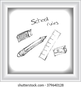 Doodle of a selection of school equipment