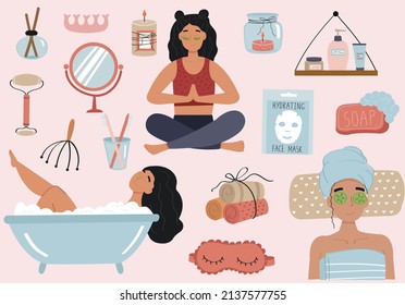 Doodle self care set. Cute spa collection.