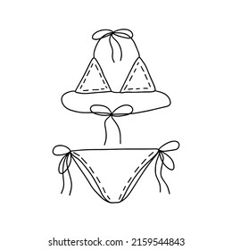 Dibujo de la mano del traje de baño independiente Doodle. Vector doodle traje de baño de dos piezas