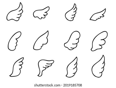 Doodle Set of Abstract Wings