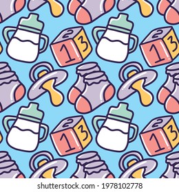 doodle set of baby stuff hand drawing with icons and design elements