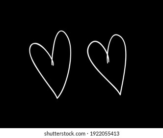 Doodle set of black and white pencil drawing objects. Hand drawn abstract illustration grunge elements. Vector abstract hearts for design