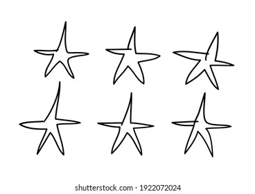 Doodle set of black and white pencil drawing objects. Hand drawn abstract illustration grunge elements. Vector abstract stars for design