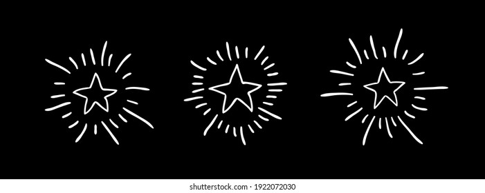 Doodle set of black and white pencil drawing objects. Hand drawn abstract illustration grunge elements. Vector abstract stars for design