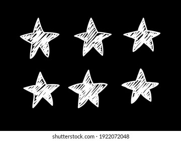 Doodle set of black and white pencil drawing objects. Hand drawn abstract illustration grunge elements. Vector abstract stars for design