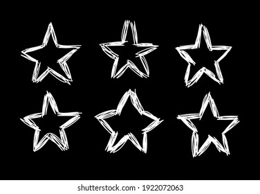 Doodle set of black and white pencil drawing objects. Hand drawn abstract illustration grunge elements. Vector abstract stars for design