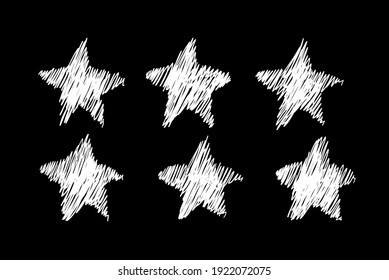 Doodle set of black and white pencil drawing objects. Hand drawn abstract illustration grunge elements. Vector abstract stars for design