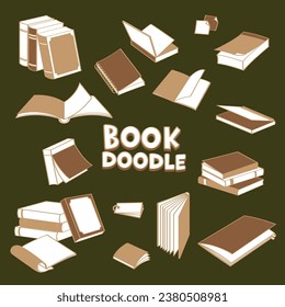 Conjunto de libros de dibujos y modelos. Dibujo manual de ilustraciones vectoriales de libros.
