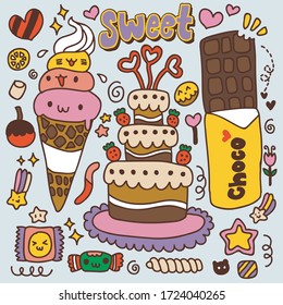 Doodle set of chocolate and sweet   hand drawn
