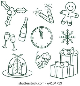 Doodle set with christmas elements