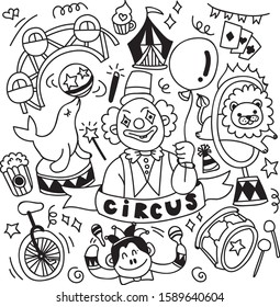 Doodle Set Circus Elements Hand Drawn Stock Vector (Royalty Free ...