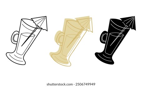 Doodle set with class of cocktail in different colors. Clip art for your projects.